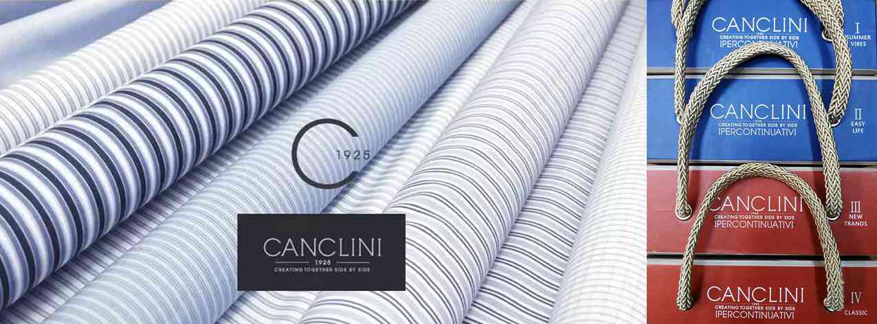 Canclini白色系列條紋襯衫面料