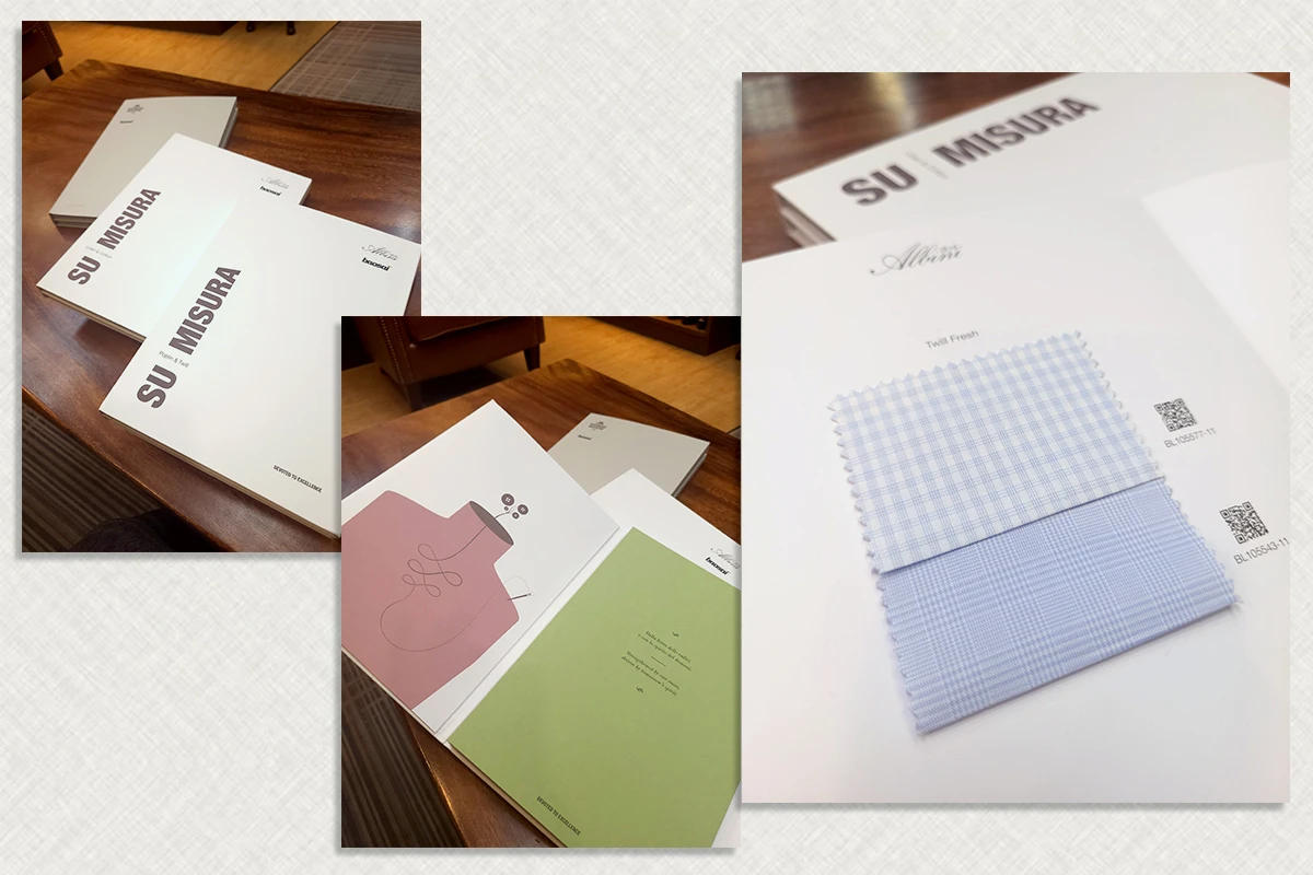 ALBINI面料卡及製作出的襯衫穿搭