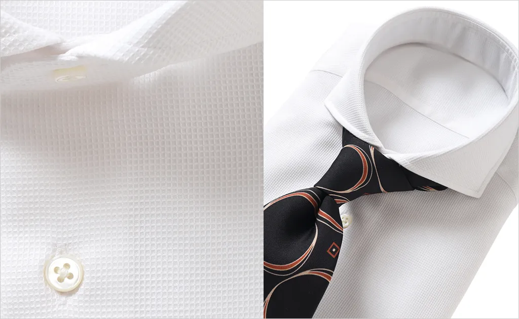 小緹花白襯衫面料-格狀紋