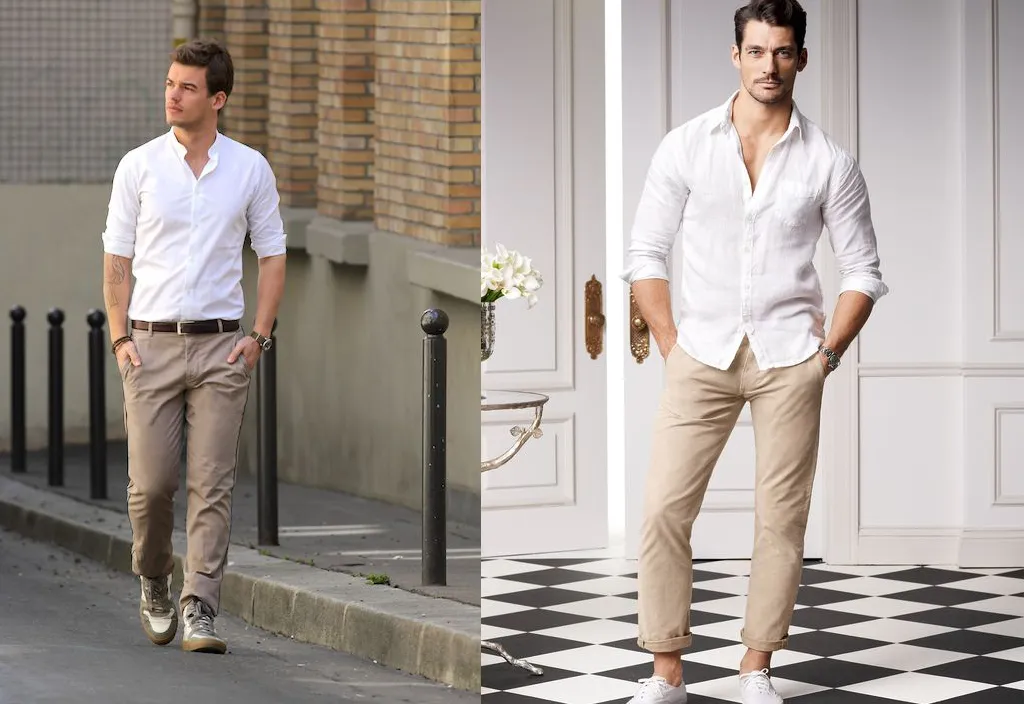 白襯衫搭配卡其褲