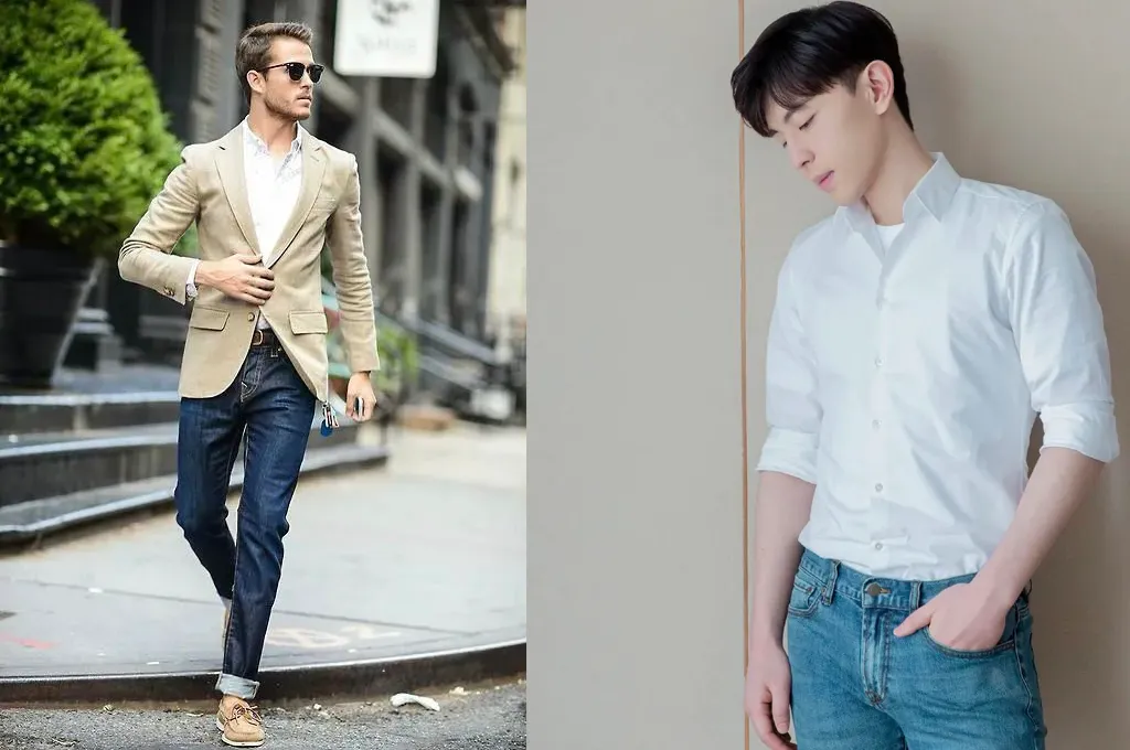 白襯衫搭配牛仔褲