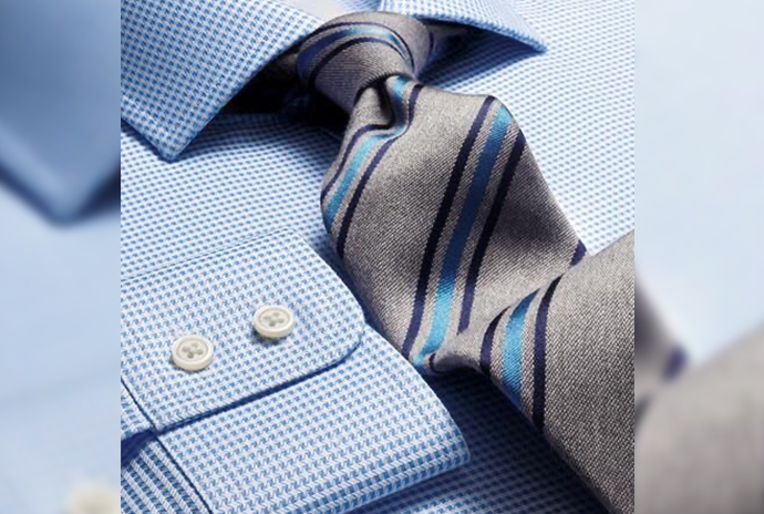 手工襯衫搭配灰色領帶